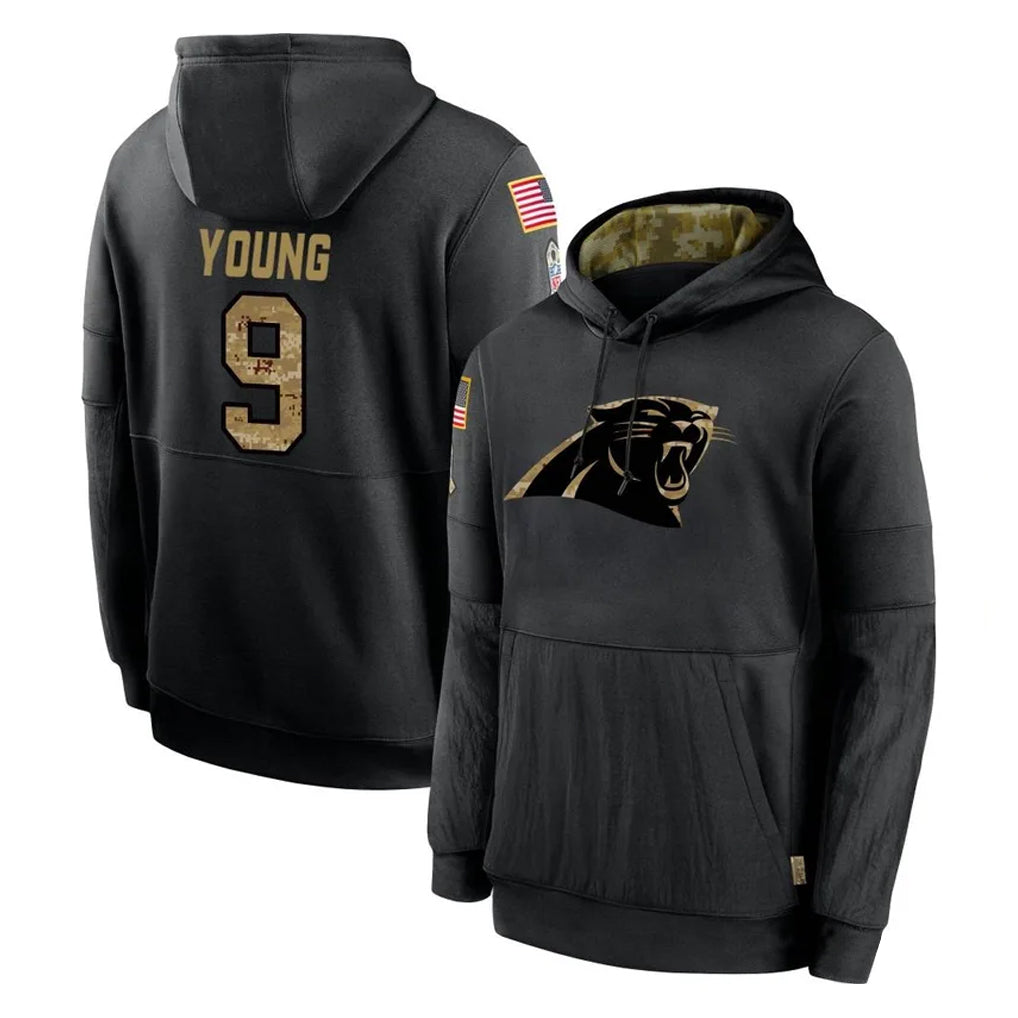 CAdoa C.Panthers #9 Bryce Young Player Black Salute to Service Pullover Hoodies Limited Game Stitched Jerseys