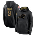 CAdoa C.Panthers #9 Bryce Young Player Black Salute to Service Pullover Hoodies Limited Game Stitched Jerseys