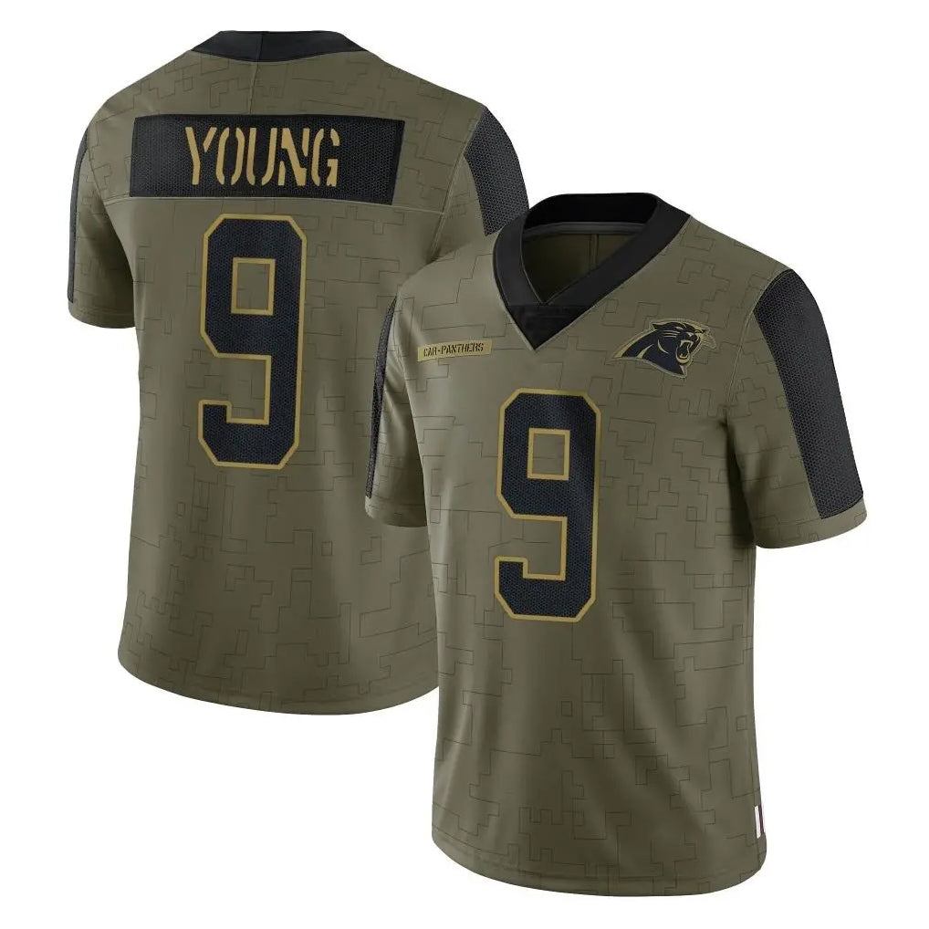 CAdoa C.Panthers #9 Bryce Young Player Olive Salute to Service Limited Game Stitched Jerseys
