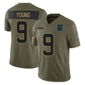 CAdoa C.Panthers #9 Bryce Young Player Olive Salute to Service Limited Home Game Stitched Jerseys
