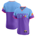 CAdoa C.Rockies Purple-Light Blue City Connect Limited Elite Home T-shirt Blank Player Stitched Jerseys