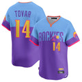 CAdoa C.Rockies #14 Ezequiel Tovar Player Purple-Light Blue City Connect Limited Home T-shirt Stitched Jerseys