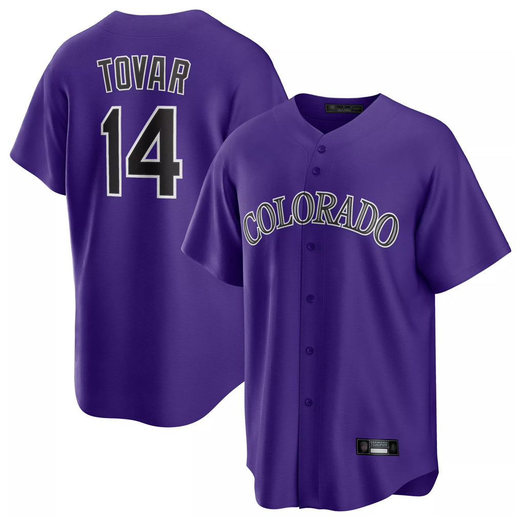 CAdoa C.Rockies #14 Ezequiel Tovar Player Purple Game Home Stitched Jerseys