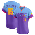 CAdoa C.Rockies #15 Hunter Goodman Player Purple-Light Blue City Connect Limited Elite Home T-shirt Stitched Jerseys