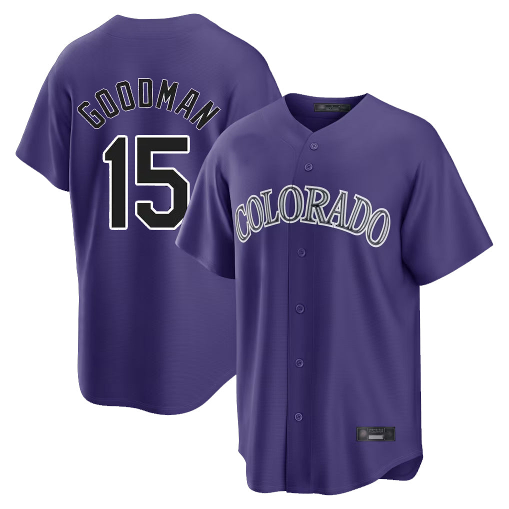 CAdoa C.Rockies #15 Hunter Goodman Player Purple Game Home Stitched Jerseys