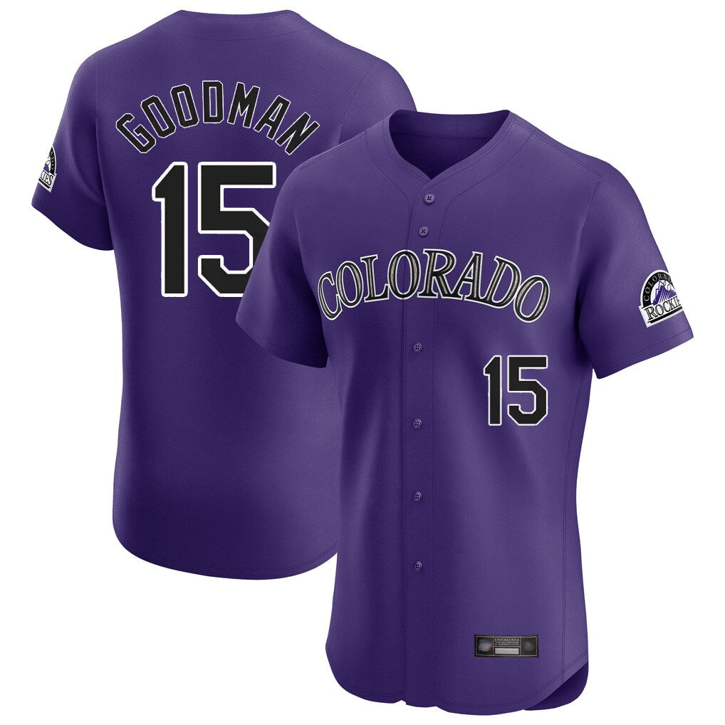 CAdoa C.Rockies #15 Hunter Goodman Player Purple Limited Elite Home Stitched Jerseys
