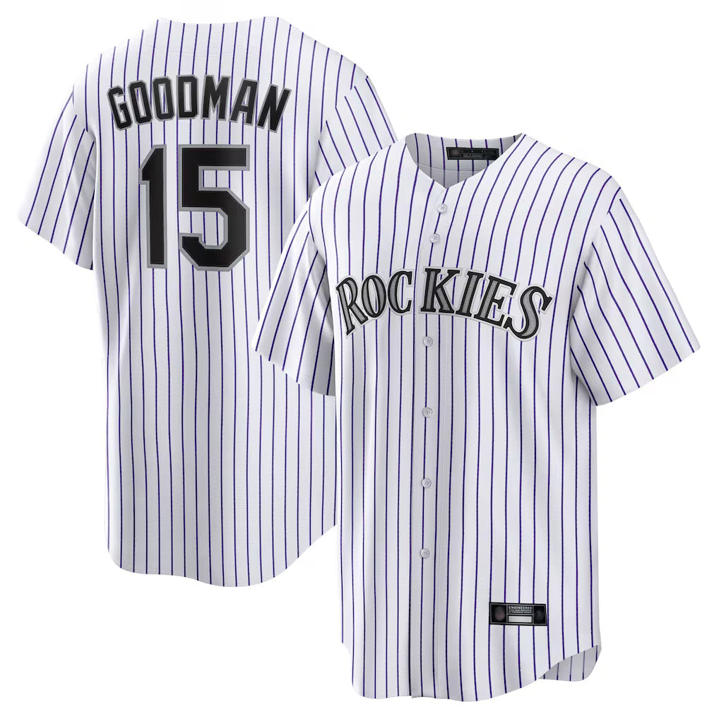 CAdoa C.Rockies #15 Hunter Goodman Player White Game Home Stitched Jerseys