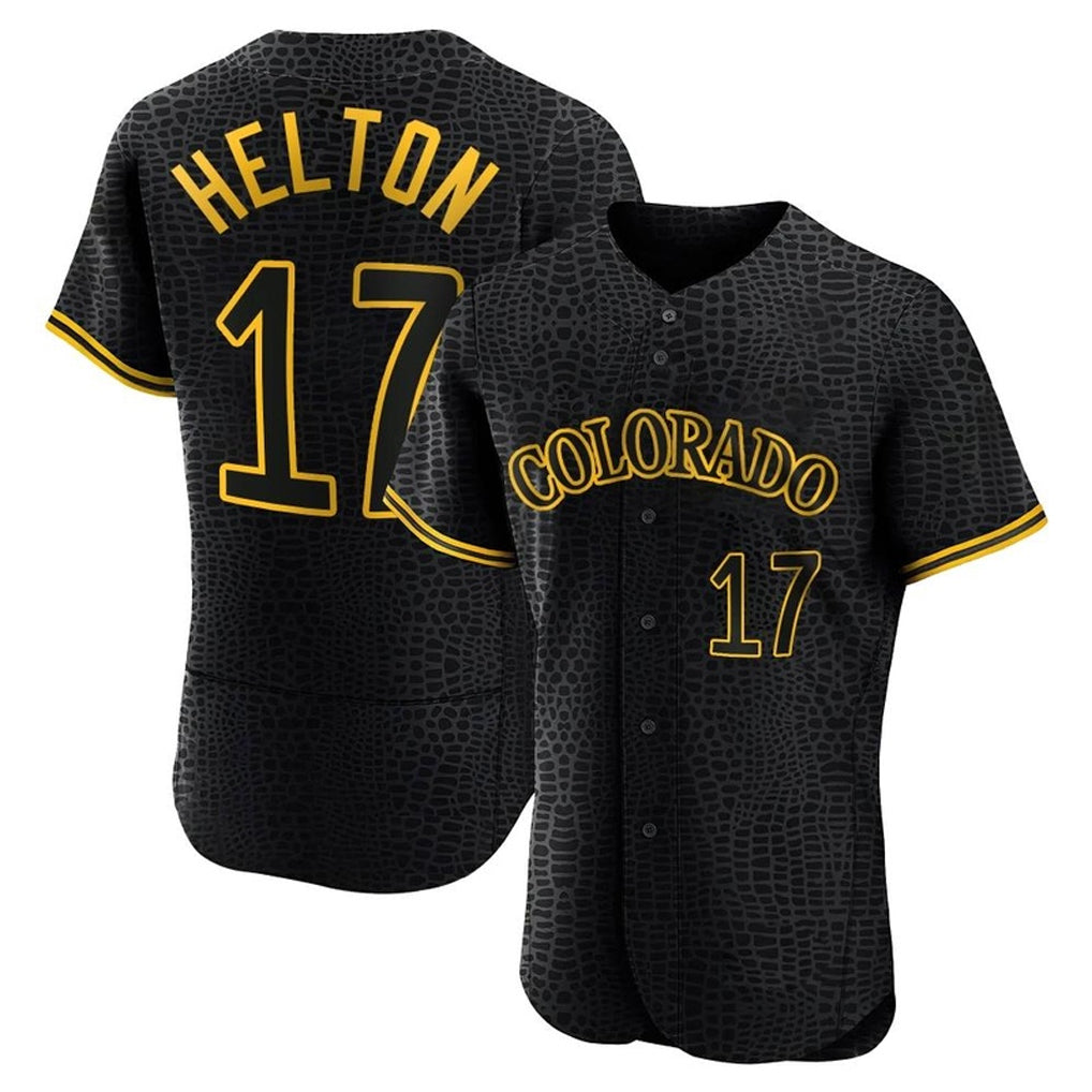 CAdoa C.Rockies #17 Todd Helton Player Black Snake Skin City Limited Elite Home Stitched Jerseys
