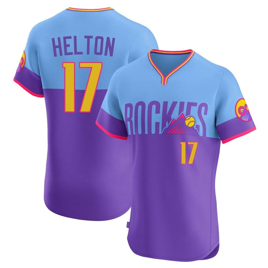 CAdoa C.Rockies #17 Todd Helton Player Purple-Light Blue City Connect Limited Elite Home T-shirt Stitched Jerseys