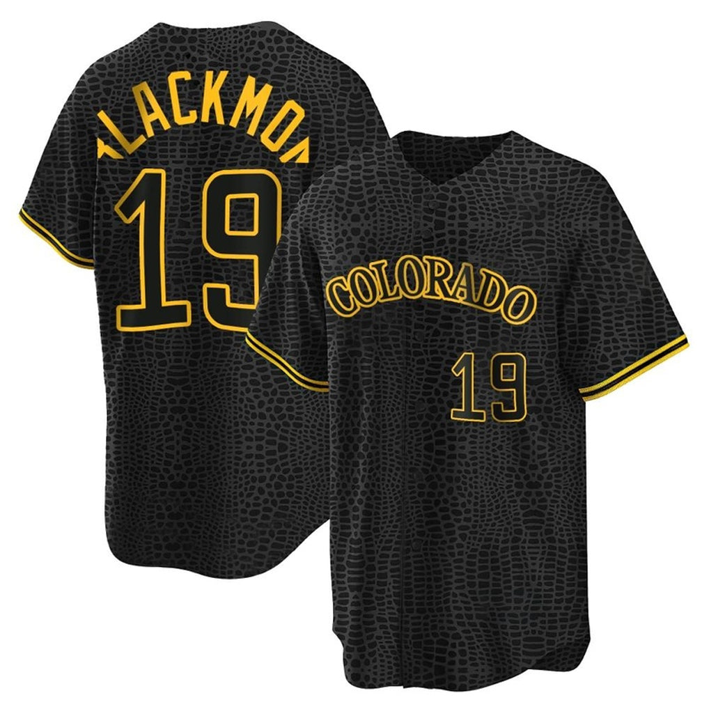 CAdoa C.Rockies #19 Charlie Blackmon Player Black Snake Skin City Home Game Stitched Jerseys
