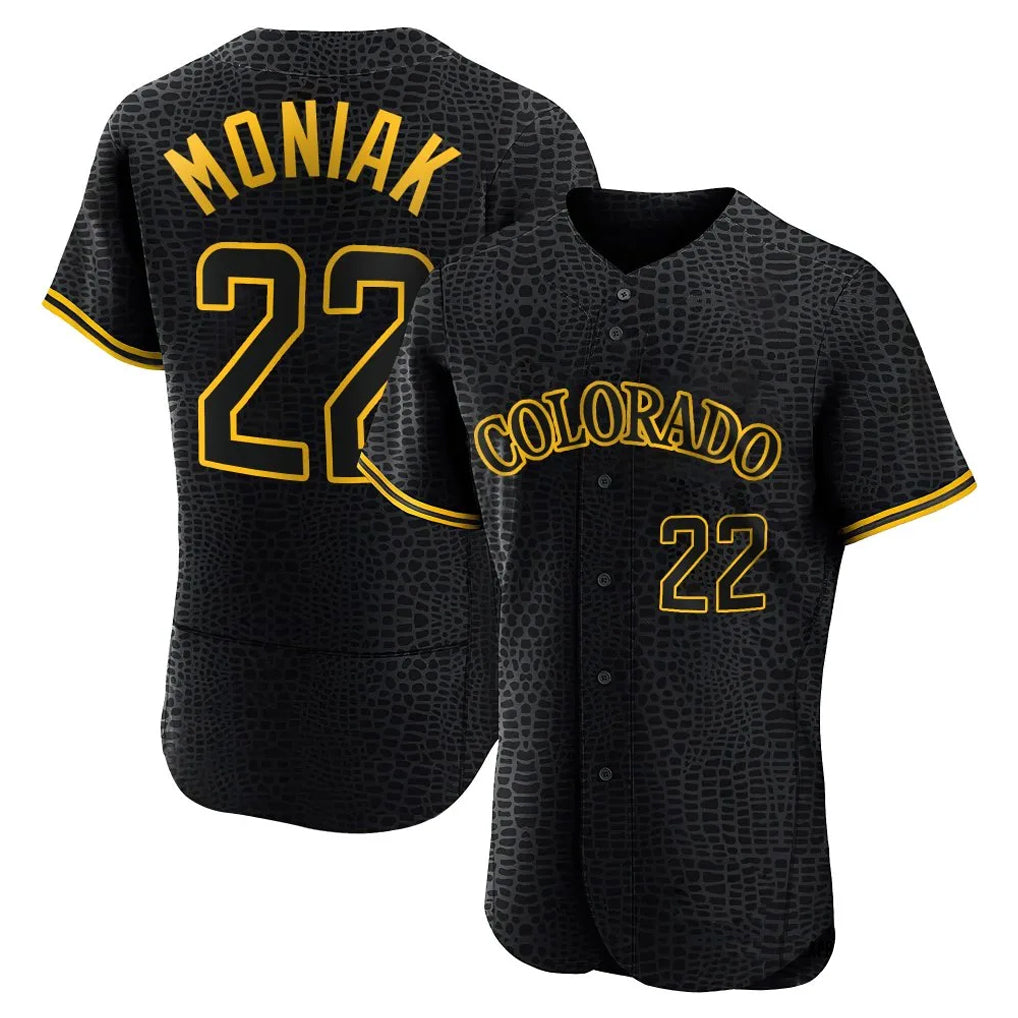 CAdoa C.Rockies #22 Mickey Moniak Player Black Snake Skin City Limited Elite Home Stitched Jerseys