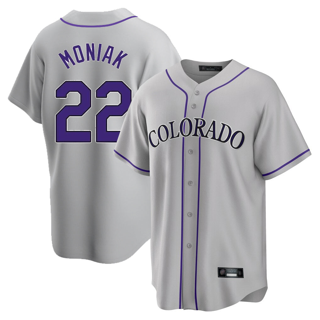 CAdoa C.Rockies #22 Mickey Moniak Player Gray Game Home Stitched Jerseys