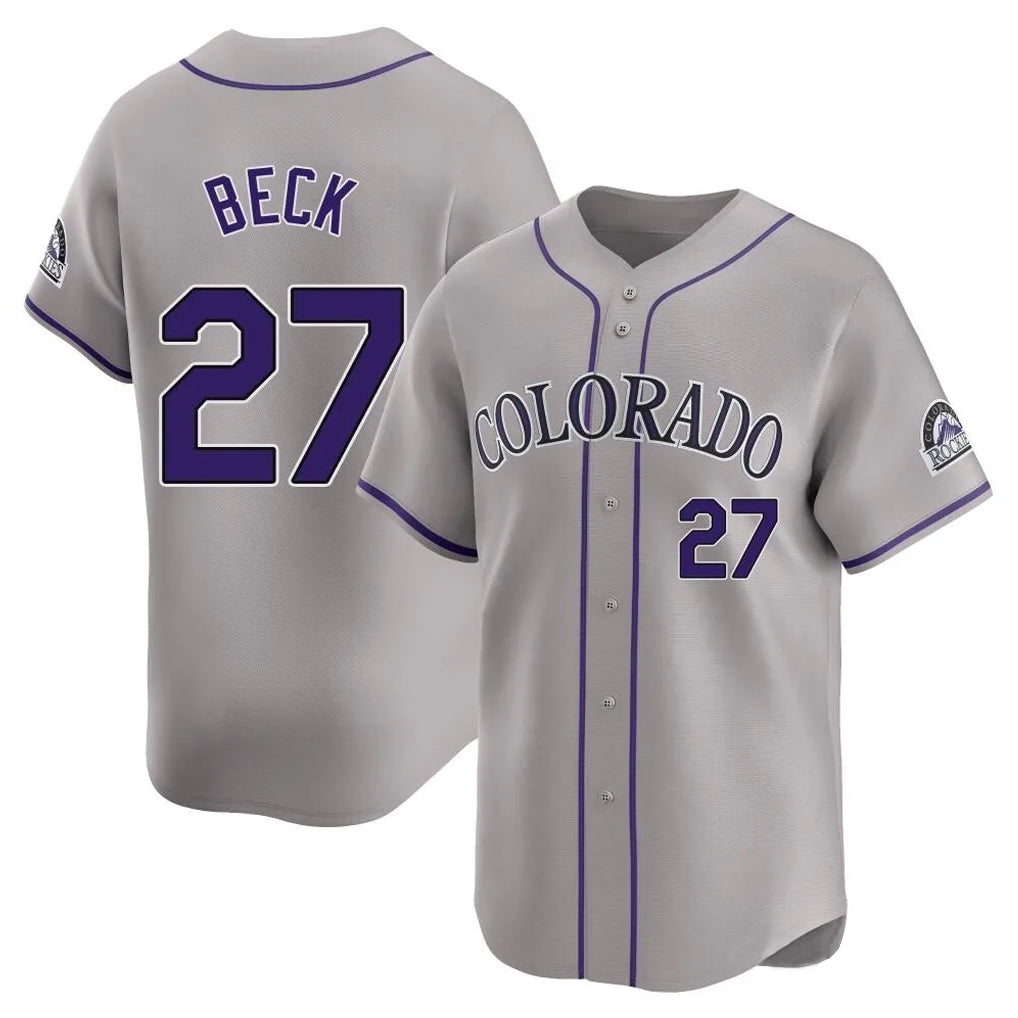 CAdoa C.Rockies #27 Jordan Beck Player Gray Limited Home Stitched Jerseys