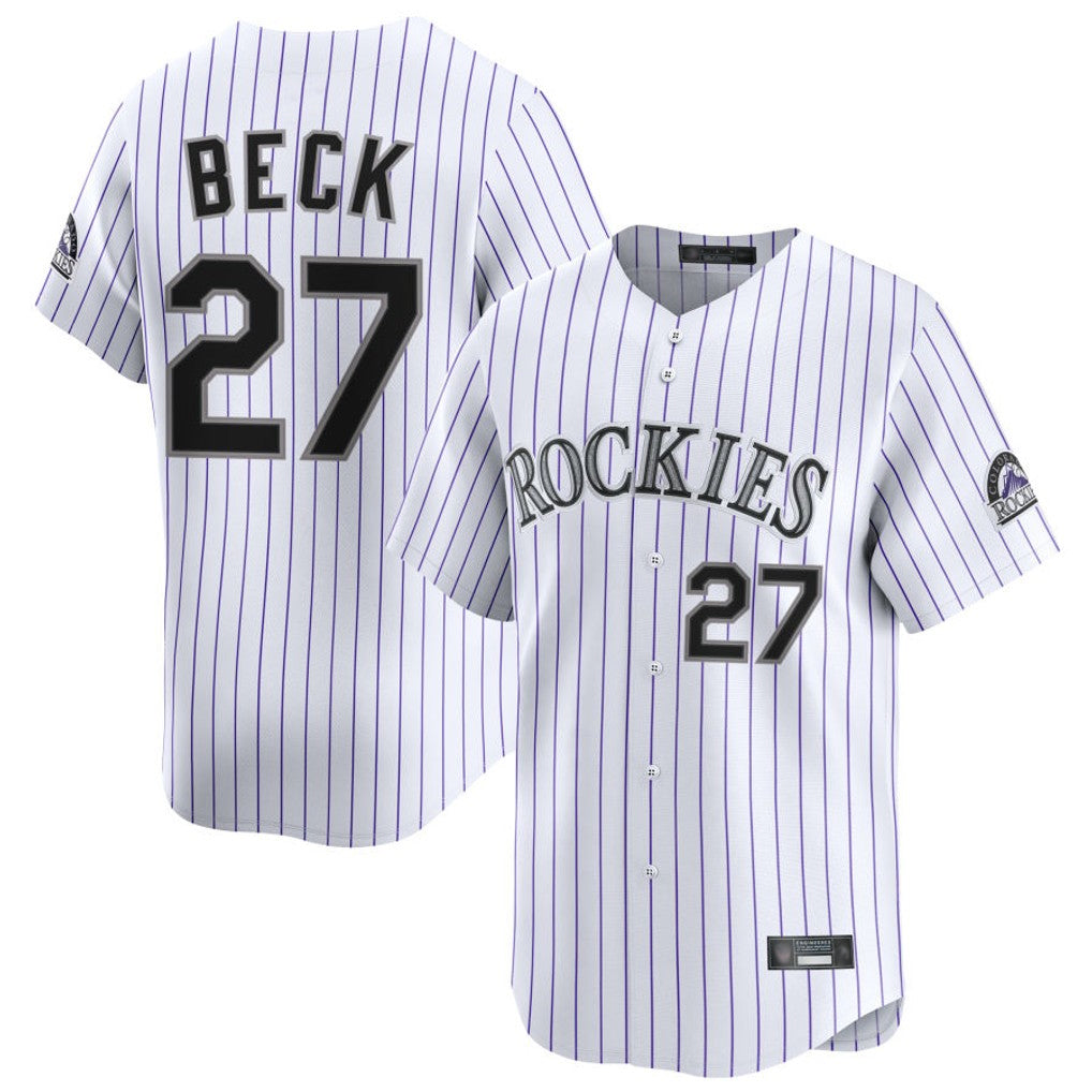 CAdoa C.Rockies #27 Jordan Beck Player White Limited Home Stitched Jersey