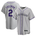 CAdoa C.Rockies #2 Tyler Freeman Player Gray Game Home Stitched Jerseys