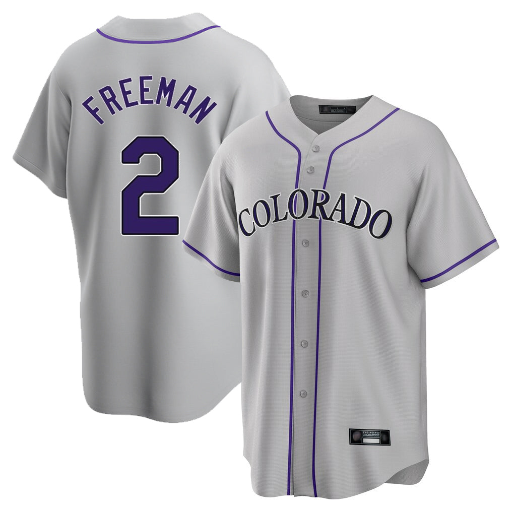 CAdoa C.Rockies #2 Tyler Freeman Player Gray Game Home Stitched Jerseys