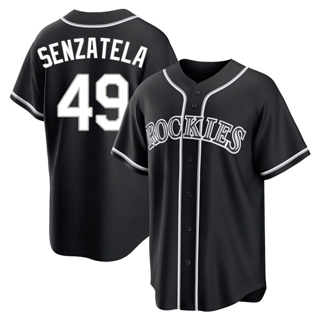 CAdoa C.Rockies #49 Antonio Senzatela Player Black Fashion Out Home Game Stitched Jerseys