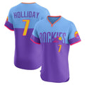 CAdoa C.Rockies #7 Matt Holliday Player Purple-Light Blue City Connect Limited Elite Home T-shirt Stitched Jerseys