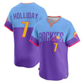 CAdoa C.Rockies #7 Matt Holliday Player Purple-Light Blue City Connect Limited Home T-shirt Stitched Jerseys