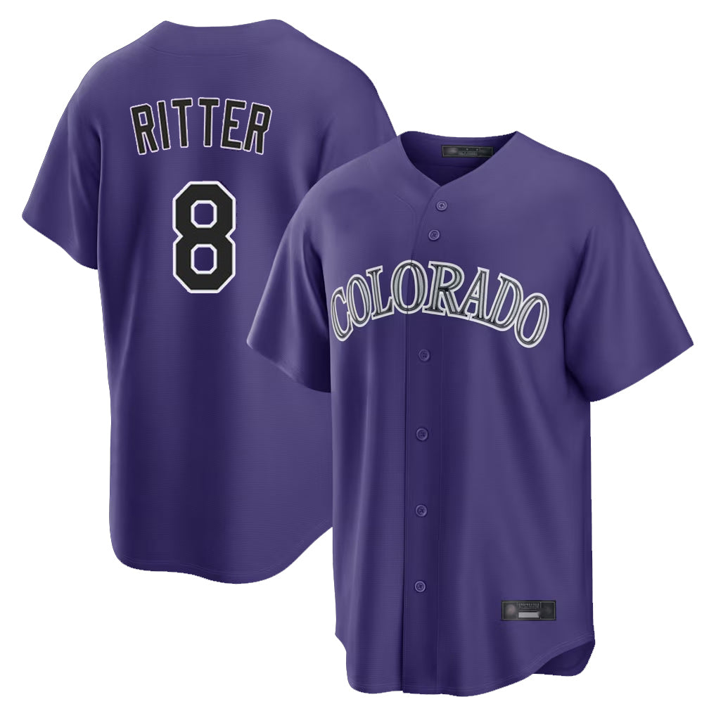 CAdoa C.Rockies #8 Ryan Ritter Player Purple Game Home Stitched Jerseys