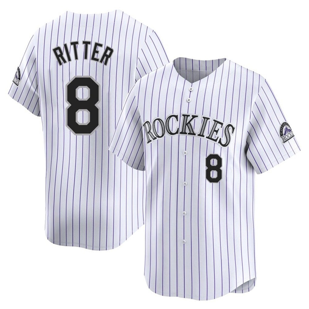 CAdoa C.Rockies #8 Ryan Ritter Player White Limited Home Stitched Jerseys