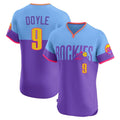 CAdoa C.Rockies #9 Brenton Doyle Player Purple-Light Blue City Connect Limited Elite Home T-shirt Stitched Jerseys
