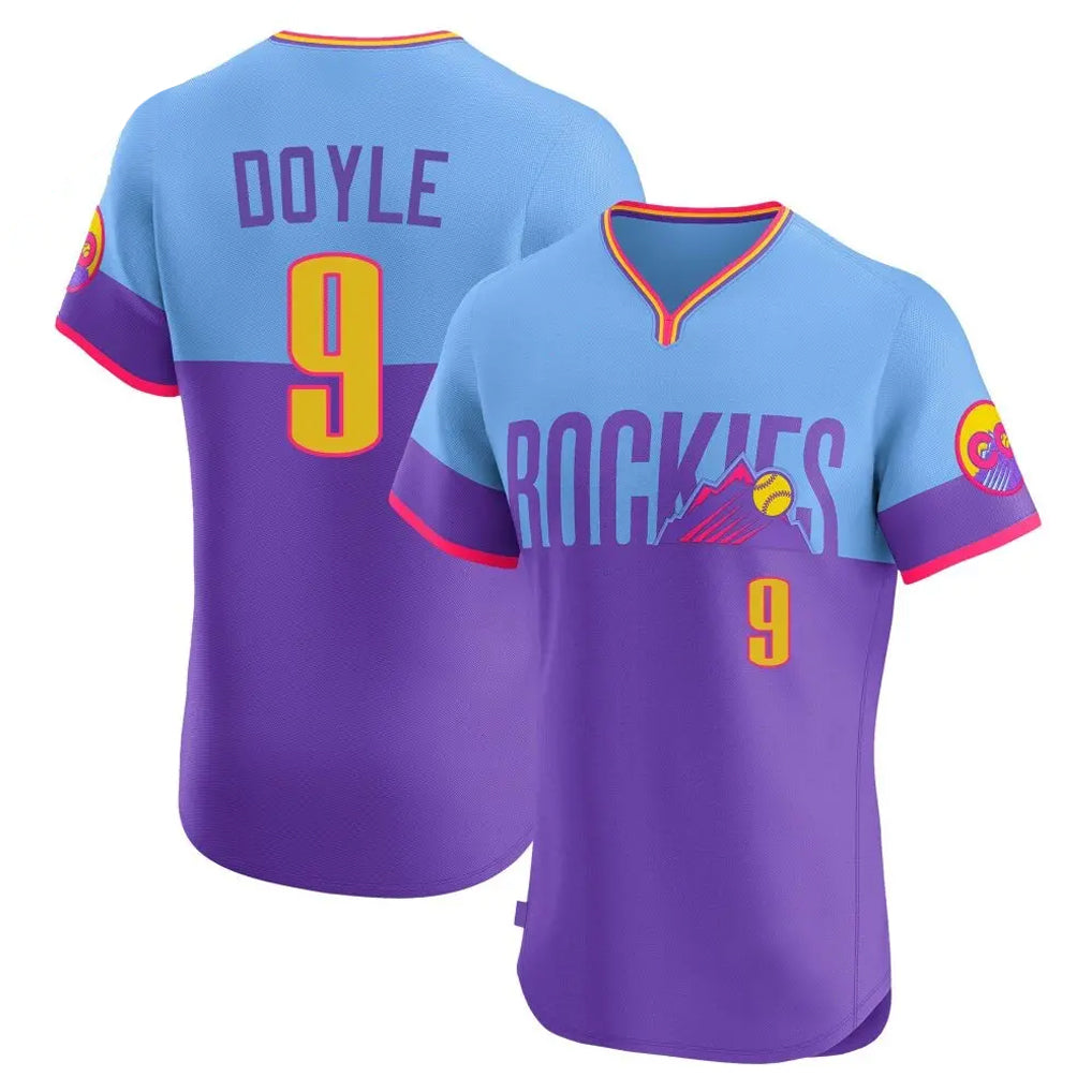 CAdoa C.Rockies #9 Brenton Doyle Player Purple-Light Blue City Connect Limited Elite Home T-shirt Stitched Jerseys