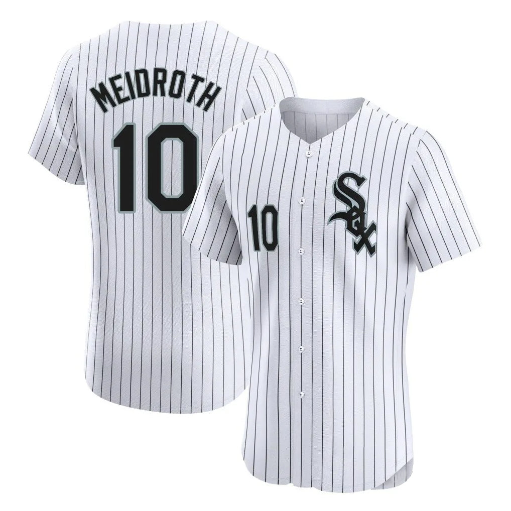 CAdoa C.White Sox #10 Chase Meidroth Player White Stripe Limited Elite Home Stitched Jerseys