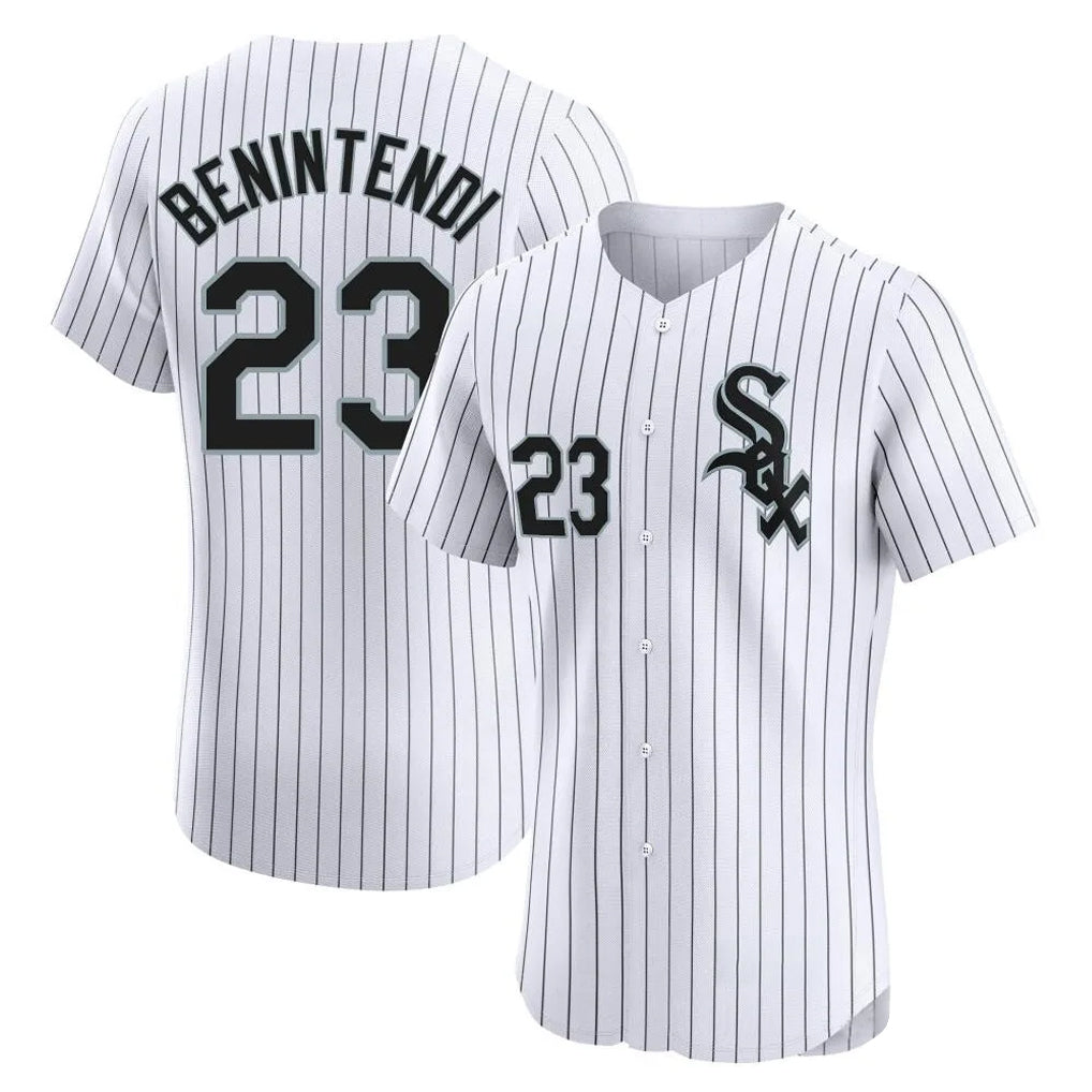CAdoa C.White Sox #23 Andrew Benintendi Player White Stripe Limited Elite Home Stitched Jerseys