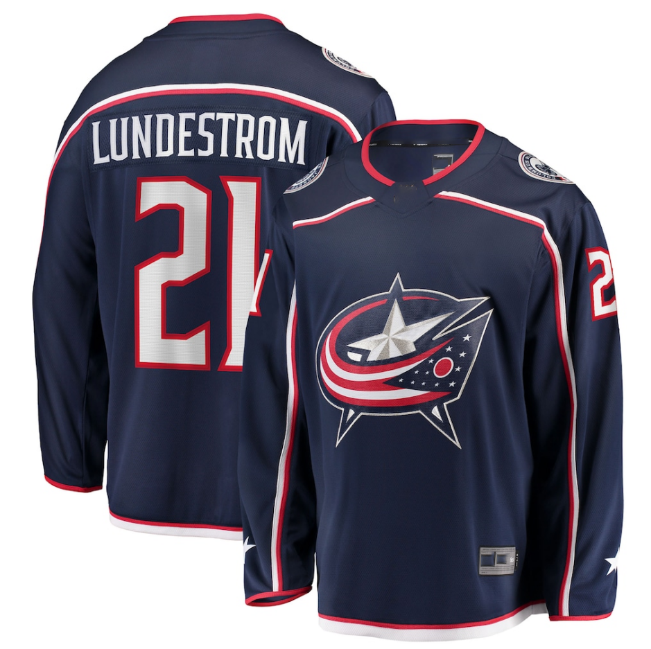 CAdoa CB.Jackets #21 Isac Lundestrom Navy Home Breakaway Jersey