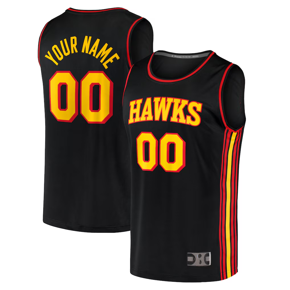 CAdoa Custom A.Hawks Black Fast Break Replica Jerseys - Statement Edition