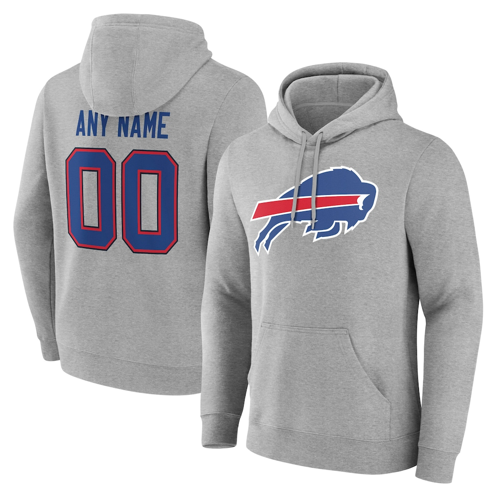 CAdoa Custom B.Bills Gray Team Authentic Personalized Name & Number Hoodie Stitched Jerseys