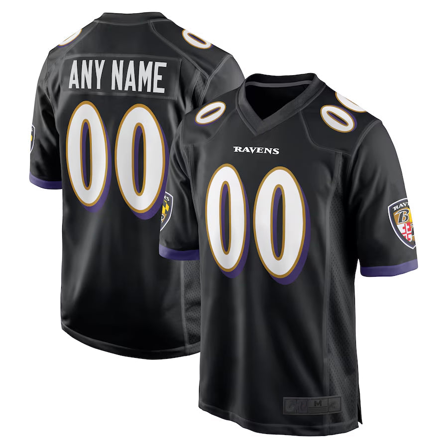 CAdoa Custom B.Ravens Black Home Game Stitched Jerseys