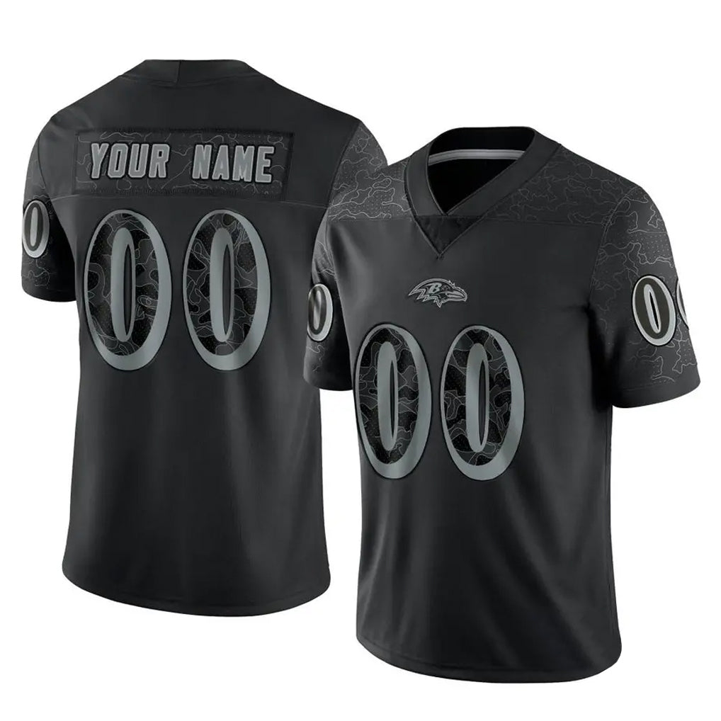 CAdoa Custom B.Ravens Black RFLCTV Limited Any Name & Numbers Stitched Jerseys