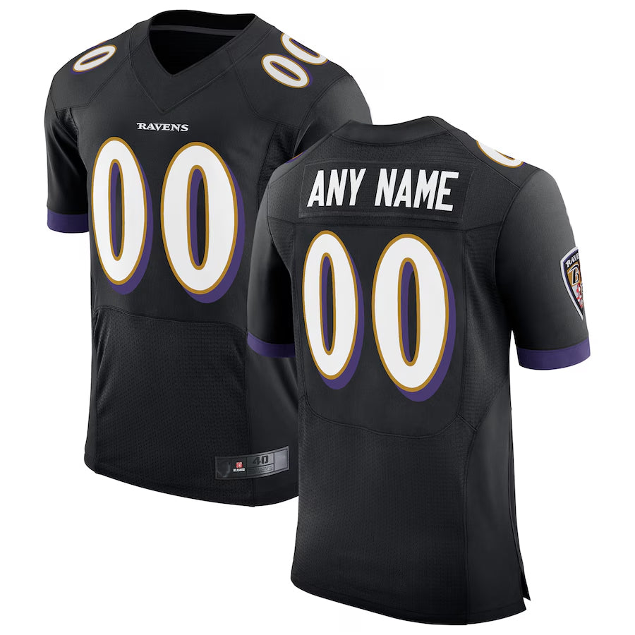 CAdoa Custom B.Ravens Black Speed Machine Elite Stitched Jerseys