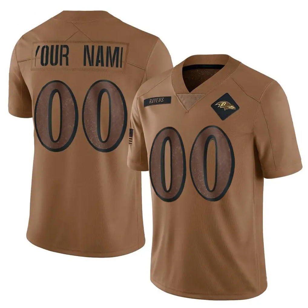 CAdoa Custom B.Ravens Brown Salute To Service Limited Any Name & Numbers Stitched Jerseys