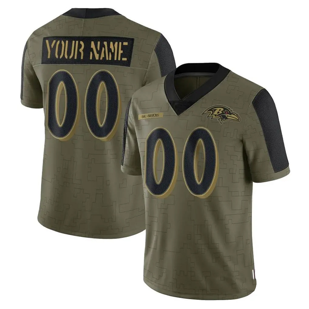 CAdoa Custom B.Ravens Olive Salute To Service Limited Game Any Name & Numbers Stitched Jerseys
