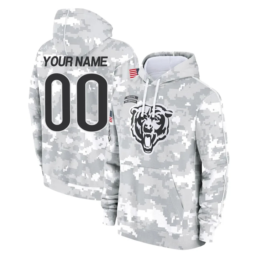 CAdoa Custom C.Bears Arctic Camo Salute to Service Pullover Hoodies Limited Any Name & Numbers Stitched Jerseys