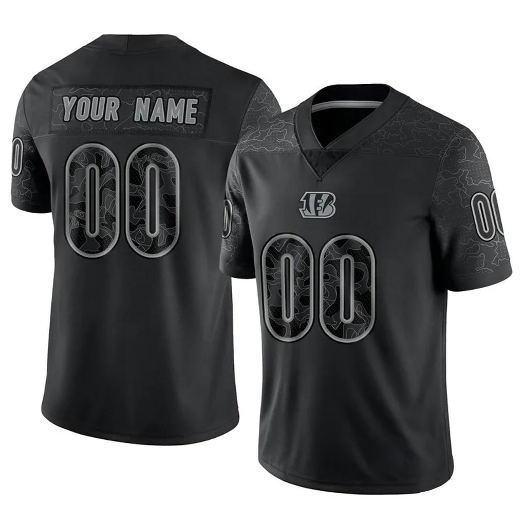CAdoa Custom C.Bengals Black Reflective Limited Game Any Name & Numbers Stitched Jerseys
