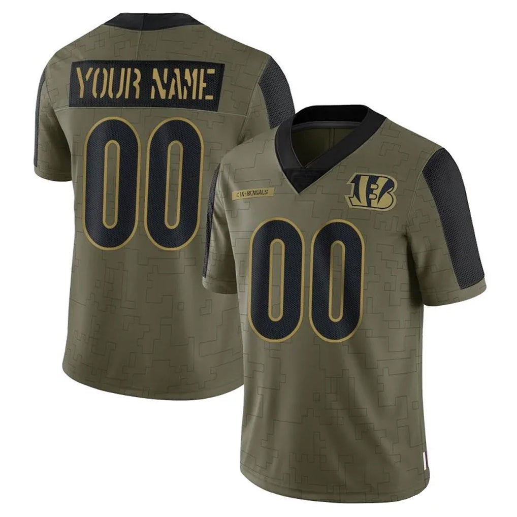 CAdoa Custom C.Bengals Olive Salute to Service Game Any Name & Numbers Stitched Jerseys
