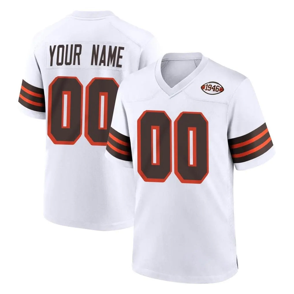 CAdoa Custom C.Browns White Alternate Home Game Any Name & Numbers Stitched Jerseys