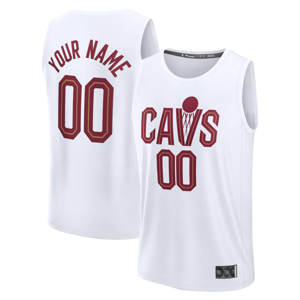 CAdoa Custom C.Cavaliers White Fast Break Jerseys - Icon Edition