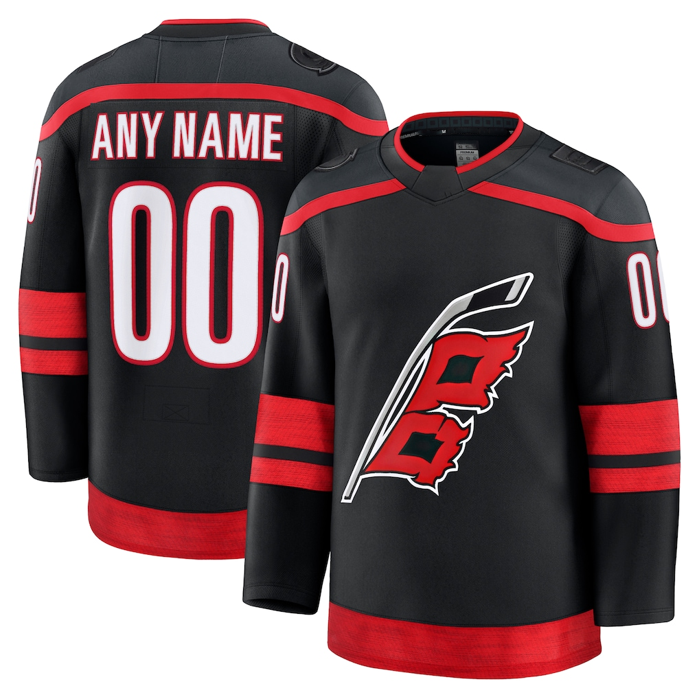CAdoa Custom C.Hurricanes Black Home Premium Stitched Jerseys