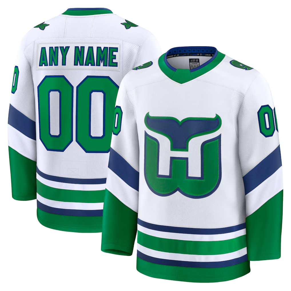 CAdoa Custom C.Hurricanes White Throwback Premium Stitched Jerseys