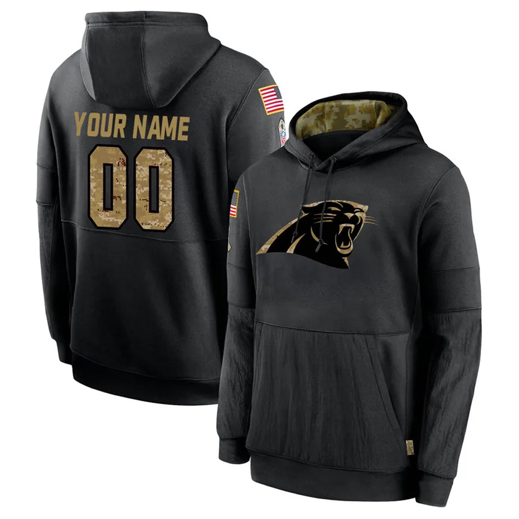 CAdoa Custom C.Panthers Black Salute to Service Pullover Hoodies Any Name & Numbers Stitched Jerseys