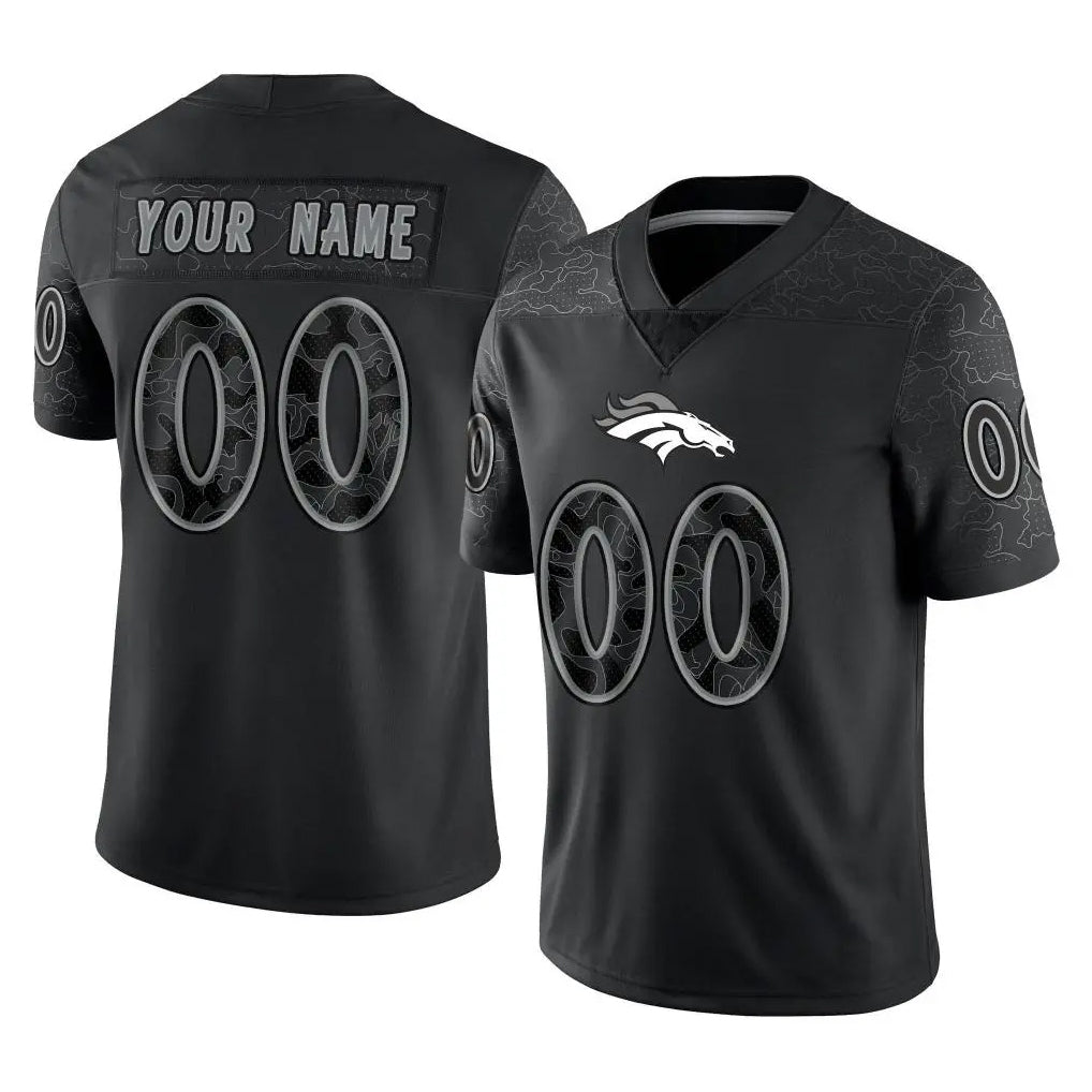 CAdoa Custom D.Broncos Black Reflective Limited Any Name & Numbers Stitched Jerseys