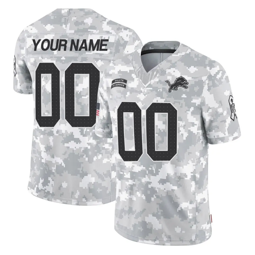 CAdoa Custom D.Lions Arctic Camo Salute To Service Limited Any Name & Numbers Stitched Jerseys