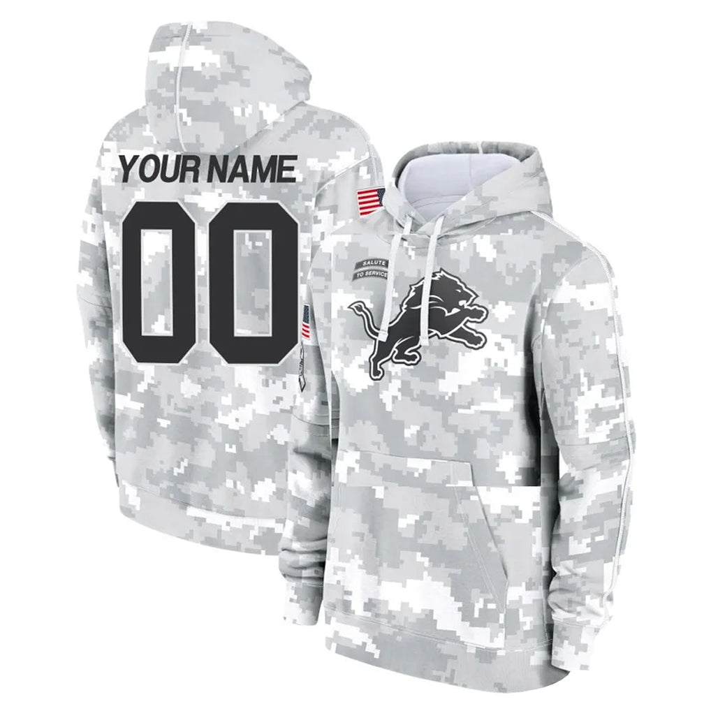 CAdoa Custom D.Lions Arctic Camo Salute to Service Hoodies Limited Game Any Name & Numbers Stitched Jerseys