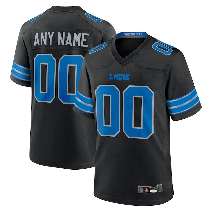 CAdoa Custom D.Lions Black Home Game Stitched Jerseys
