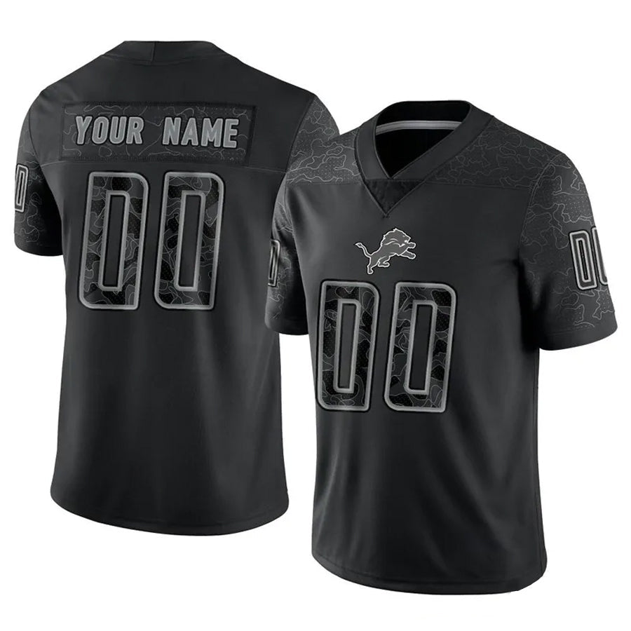 CAdoa Custom D.Lions Black RFLCTV Limited Stitched Jerseys